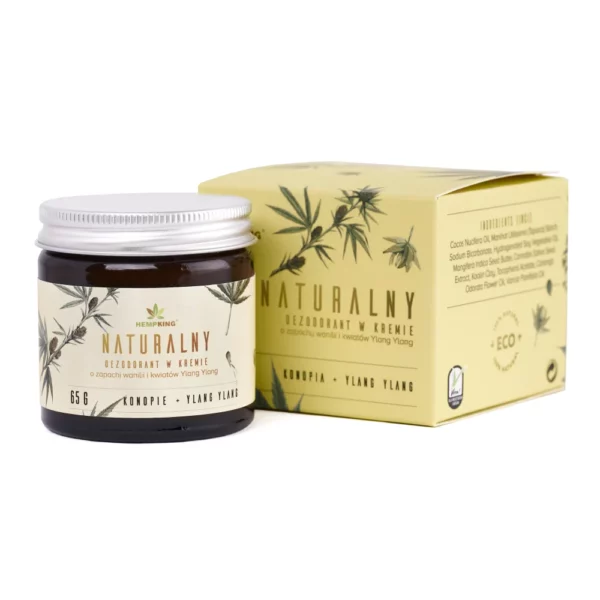 Naturalny dezodorant konopny w kremie z CBD o zapachu wanilii i kwiatów Ylang Ylang